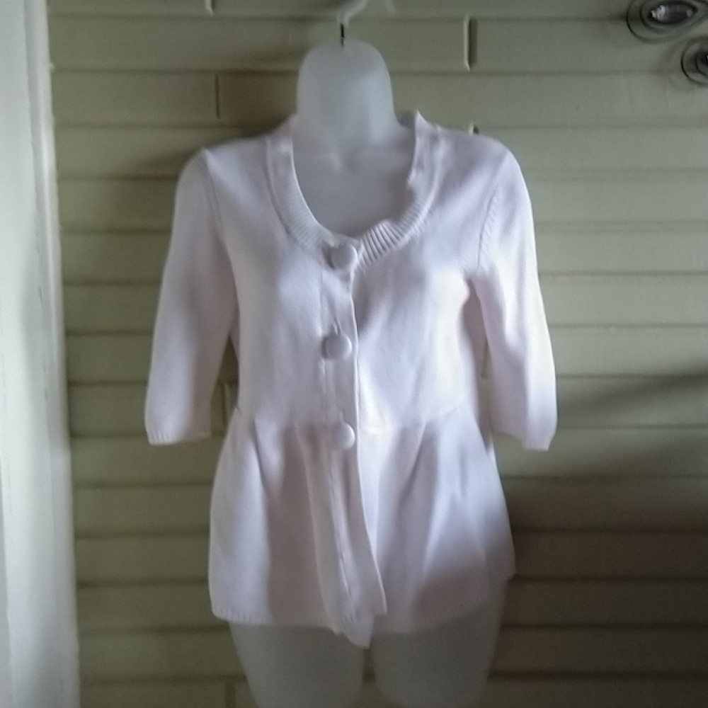Crochet fitted button-down sweater